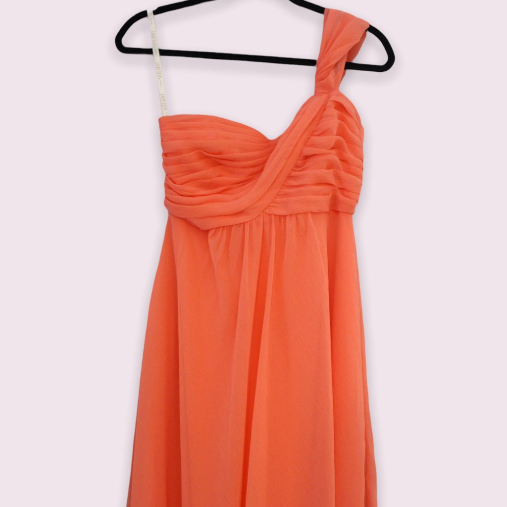 Nwt One Shoulder Short Crinkle Chiffon Formal Dress